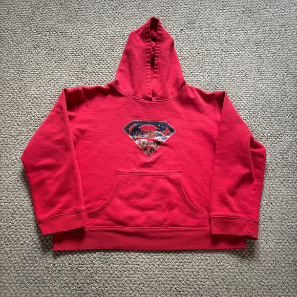 vintage 2001 superman flames hoodie women's medium y2k dc comics superhero - Picture 1 of 6